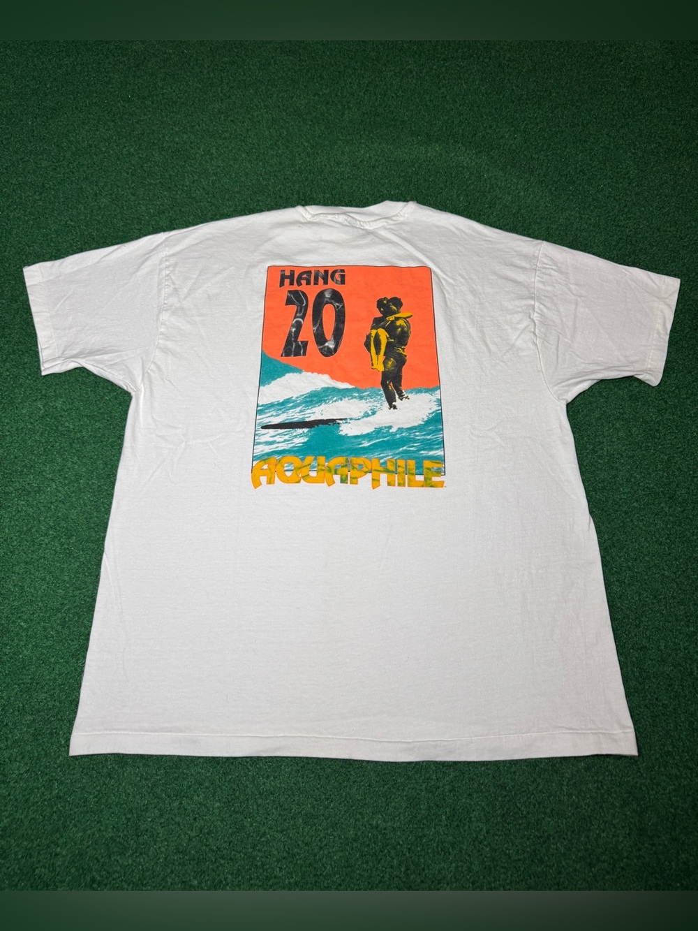 Aquaphile Vintage Surf T Shirt Hang 20 Surfer Beach Retro 90s XL RARE